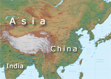 Mapa da China, Asia