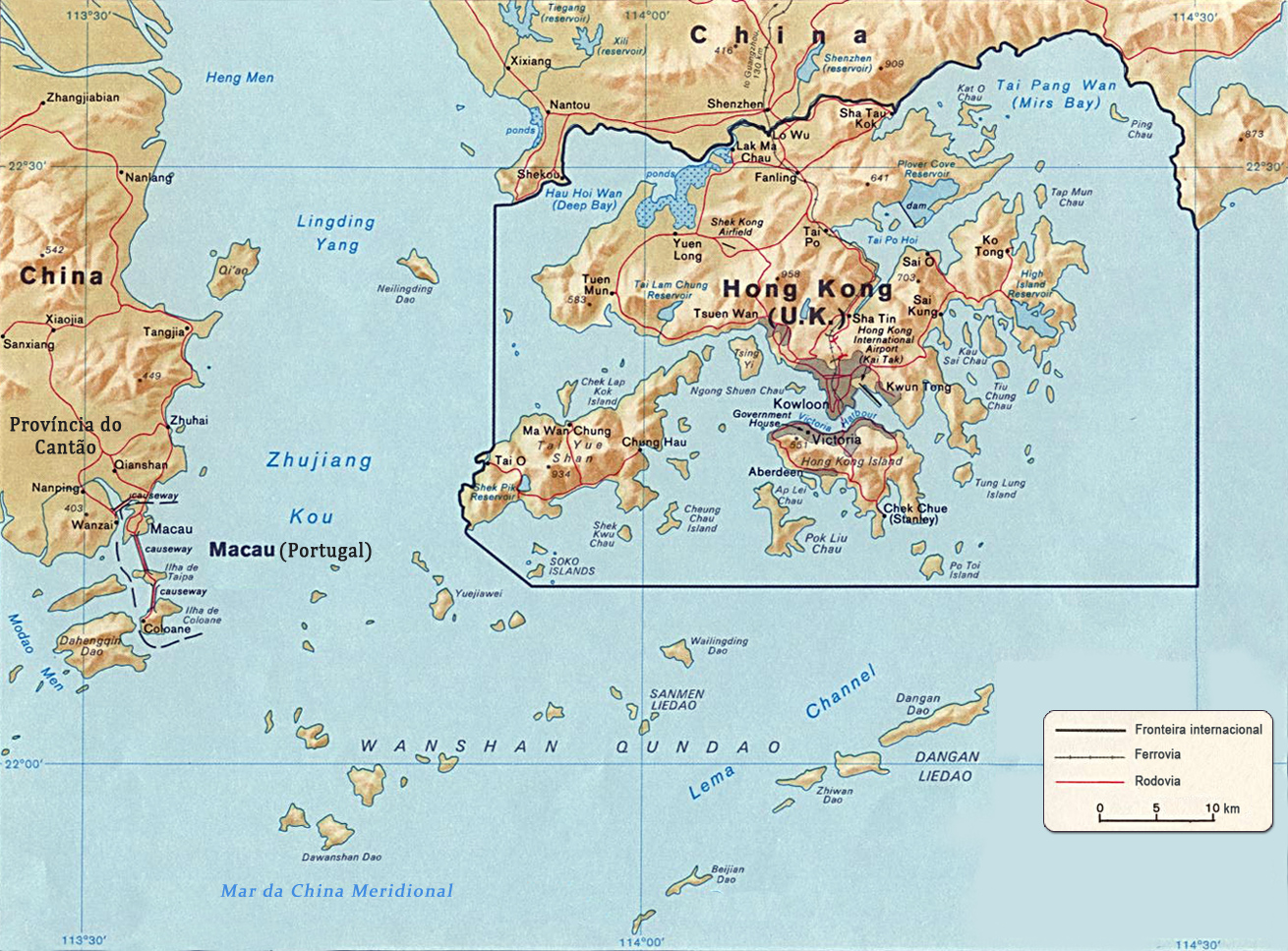 Mapa antigo Hong Kong Macau