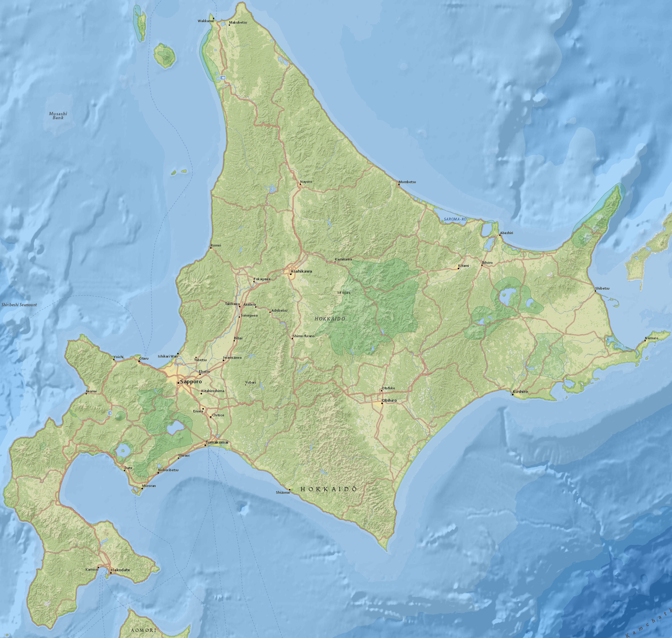 Mapa Hokkaido