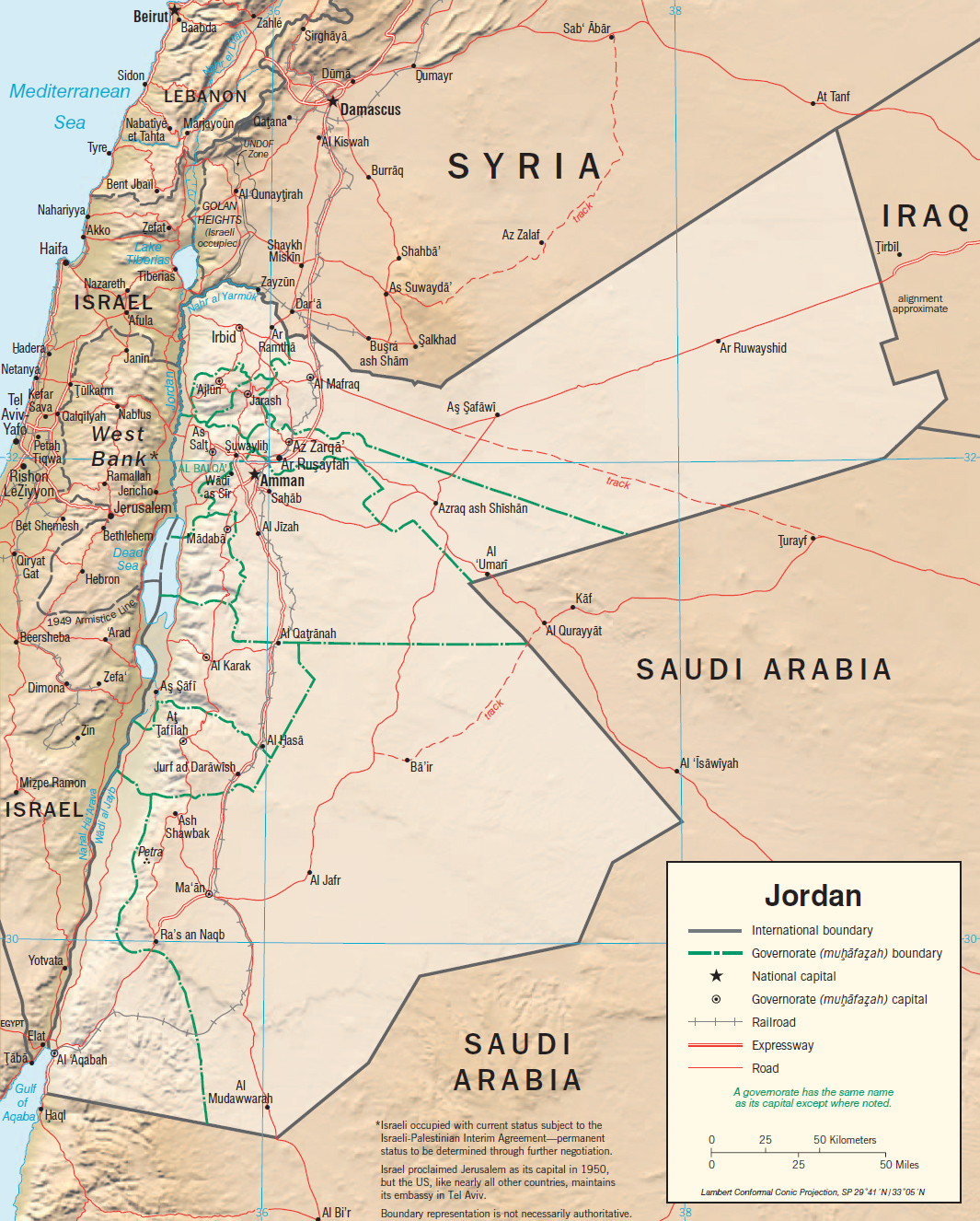 Mapa Jordania