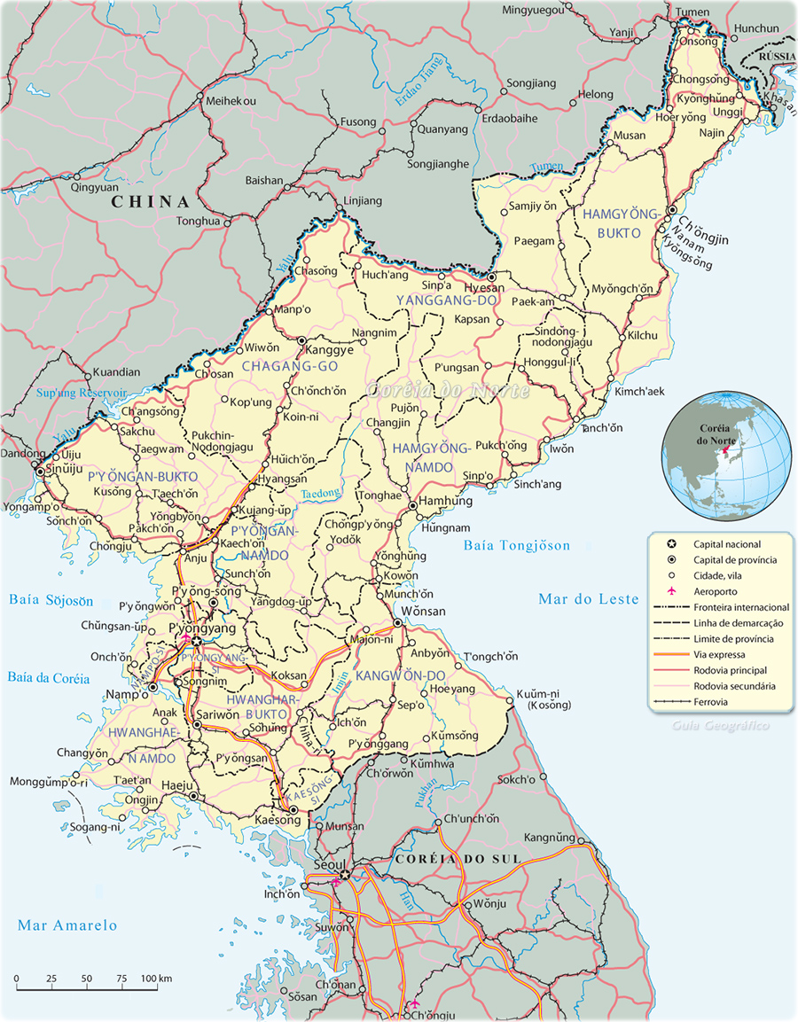 Mapa Coréia do Norte