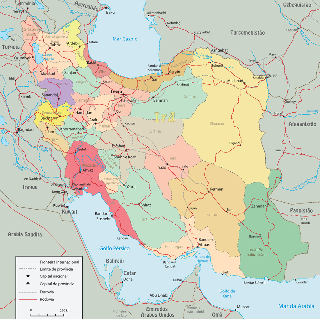 Mapa politico Irã