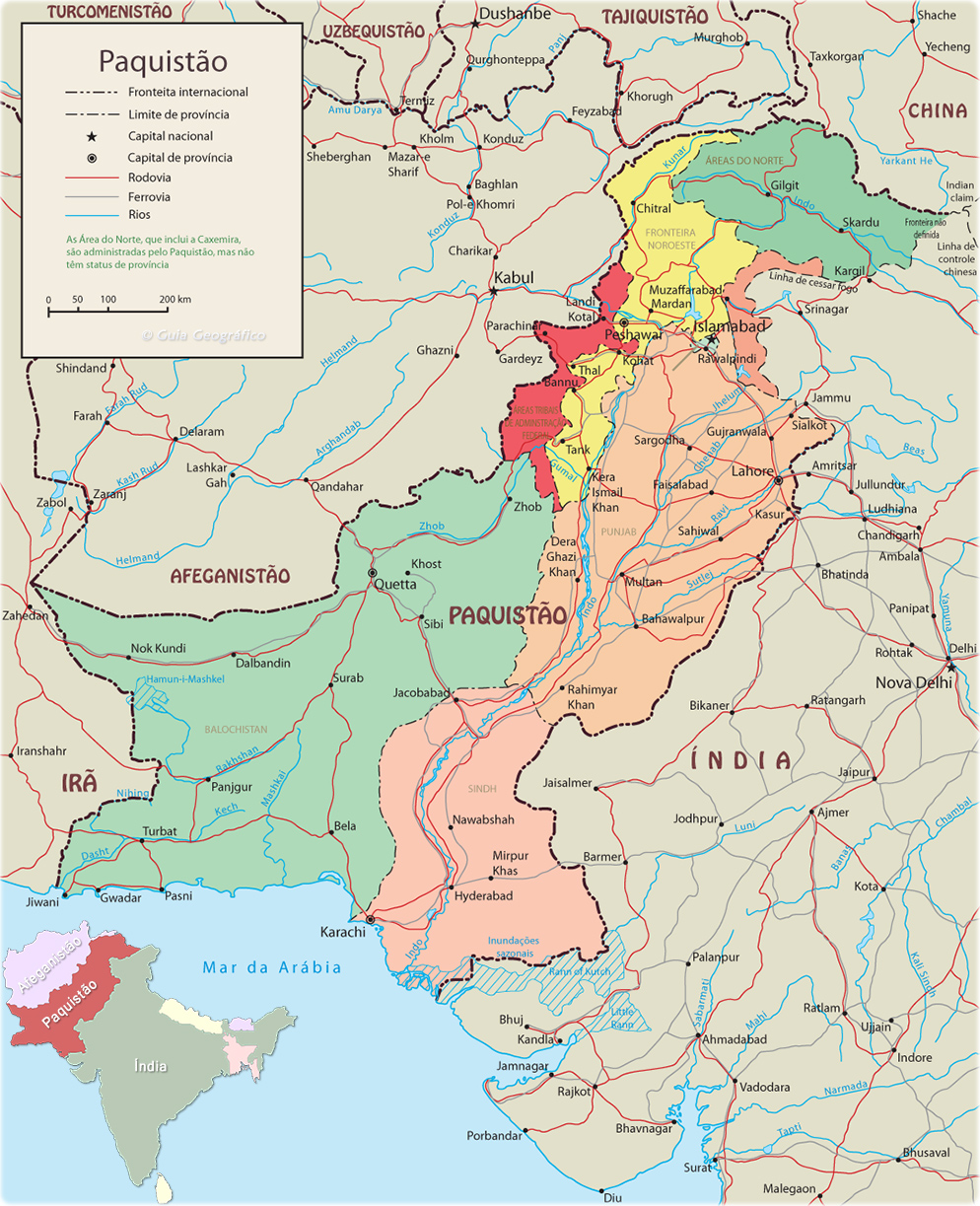 Mapa Político Paquistão